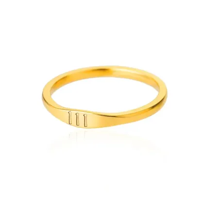 Gold-Tone Copper Angel Number Ring – Engraved Numerology Band in 10 Symbolic Designs
