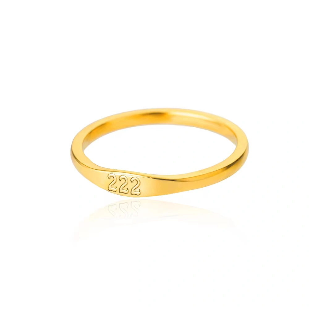 Gold-Tone Copper Angel Number Ring – Engraved Numerology Band in 10 Symbolic Designs