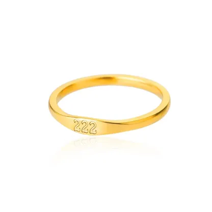 Gold-Tone Copper Angel Number Ring – Engraved Numerology Band in 10 Symbolic Designs