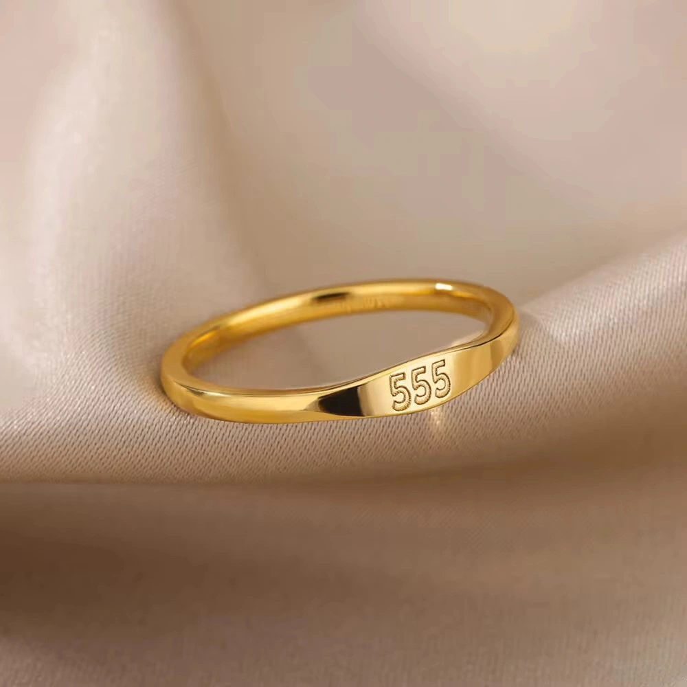 Gold-Tone Copper Angel Number Ring – Engraved Numerology Band in 10 Symbolic Designs
