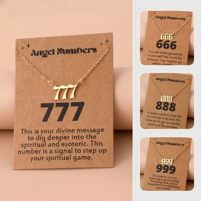 Gold-Tone Stainless Steel Angel Number Necklace – Minimalist Numerology Pendant
