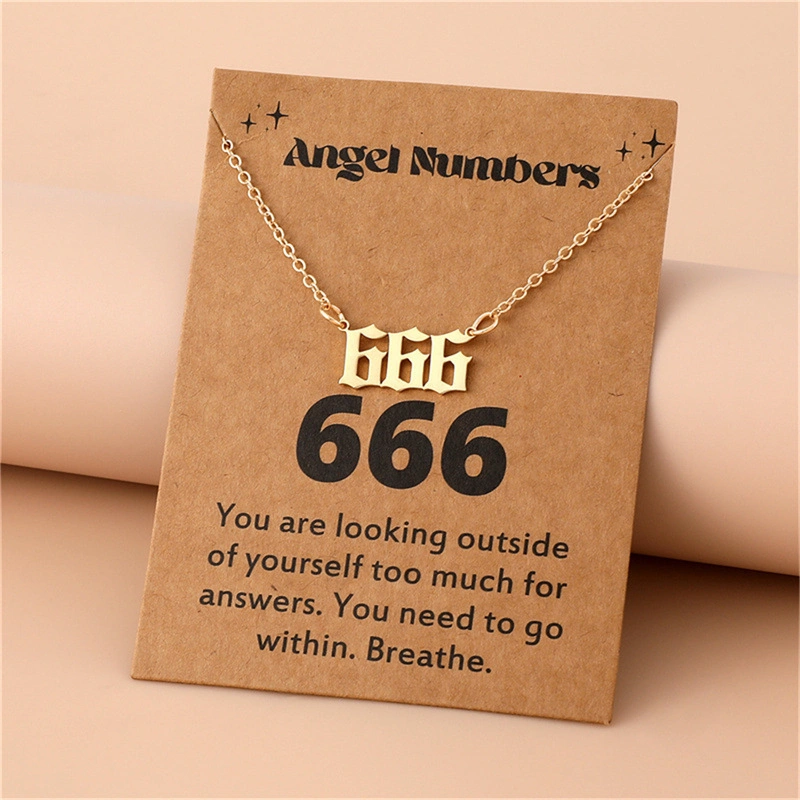 Gold-Tone Stainless Steel Angel Number Necklace – Minimalist Numerology Pendant