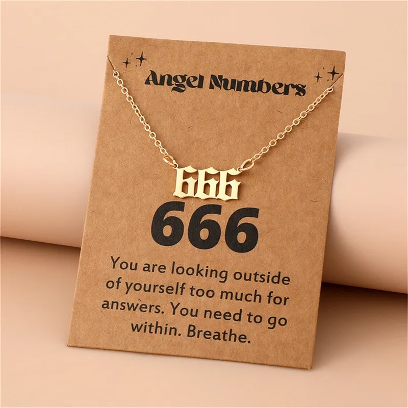 Gold-Tone Stainless Steel Angel Number Necklace – Minimalist Numerology Pendant