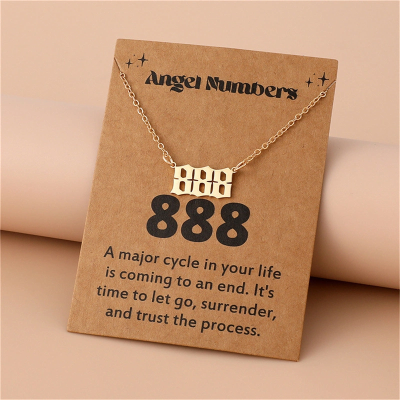 Gold-Tone Stainless Steel Angel Number Necklace – Minimalist Numerology Pendant