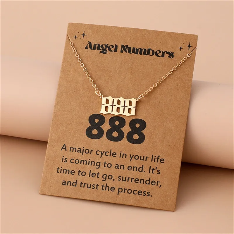 Gold-Tone Stainless Steel Angel Number Necklace – Minimalist Numerology Pendant