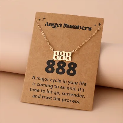 Gold-Tone Stainless Steel Angel Number Necklace – Minimalist Numerology Pendant