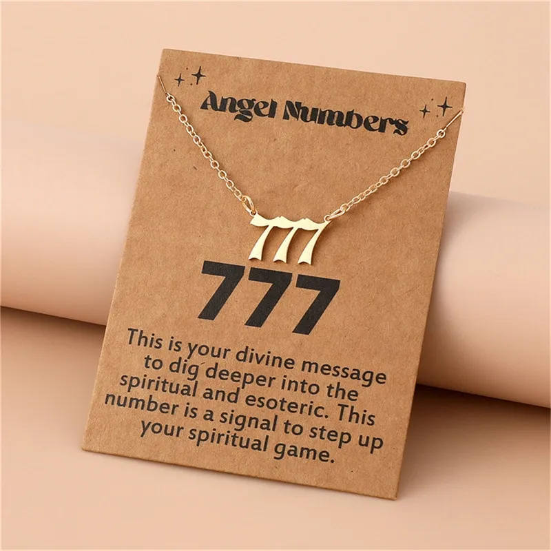 Gold-Tone Stainless Steel Angel Number Necklace – Minimalist Numerology Pendant