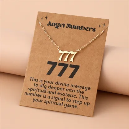 Gold-Tone Stainless Steel Angel Number Necklace – Minimalist Numerology Pendant