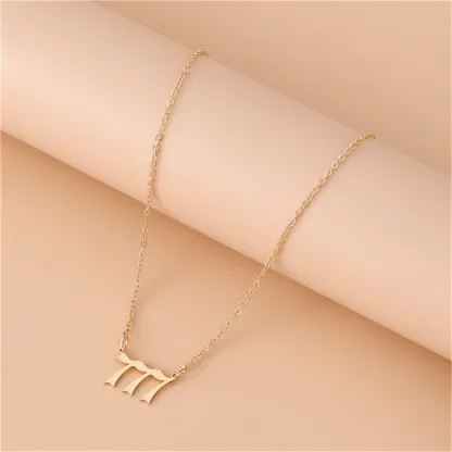 Gold-Tone Stainless Steel Angel Number Necklace – Minimalist Numerology Pendant