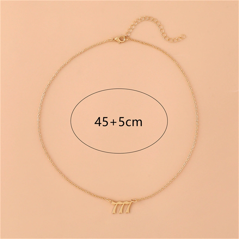 Gold-Tone Stainless Steel Angel Number Necklace – Minimalist Numerology Pendant