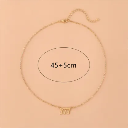 Gold-Tone Stainless Steel Angel Number Necklace – Minimalist Numerology Pendant