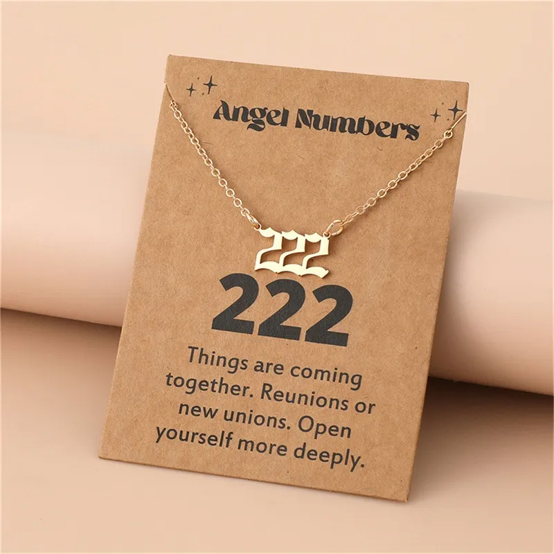Gold-Tone Stainless Steel Angel Number Necklace – Minimalist Numerology Pendant