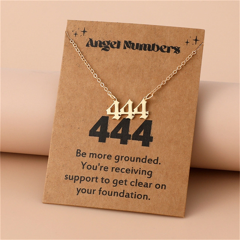 Gold-Tone Stainless Steel Angel Number Necklace – Minimalist Numerology Pendant