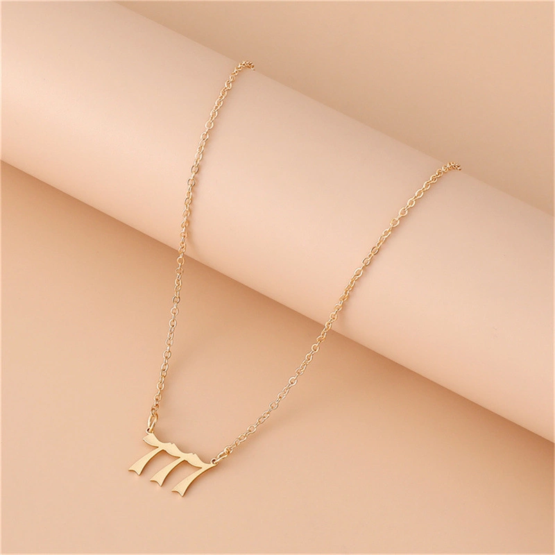 Gold-Tone Stainless Steel Angel Number Necklace – Minimalist Numerology Pendant