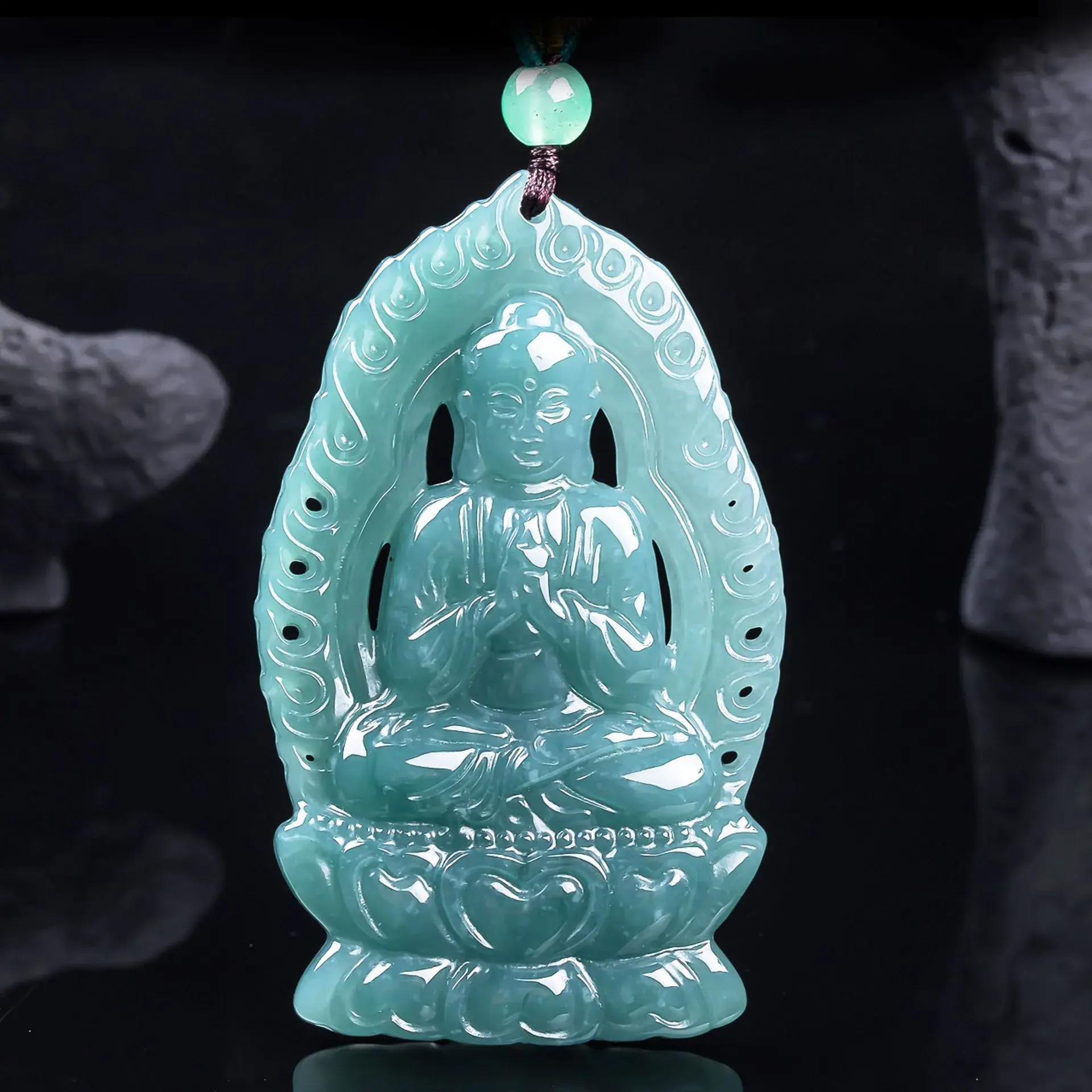 Great Sun Tathagata Natural Jadeite Pendant – Enlightenment, Protection & Spiritual Prosperity