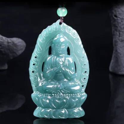 Great Sun Tathagata Natural Jadeite Pendant – Enlightenment, Protection & Spiritual Prosperity