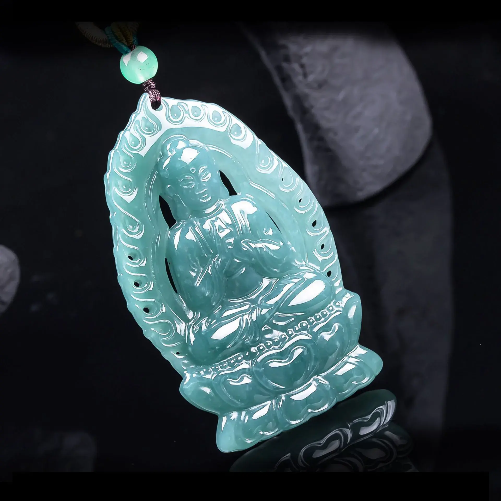 Great Sun Tathagata Natural Jadeite Pendant – Enlightenment, Protection & Spiritual Prosperity