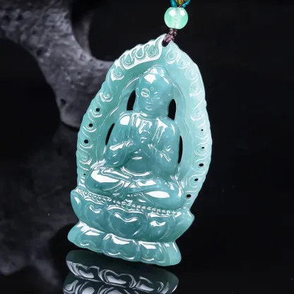 Great Sun Tathagata Natural Jadeite Pendant – Enlightenment, Protection & Spiritual Prosperity