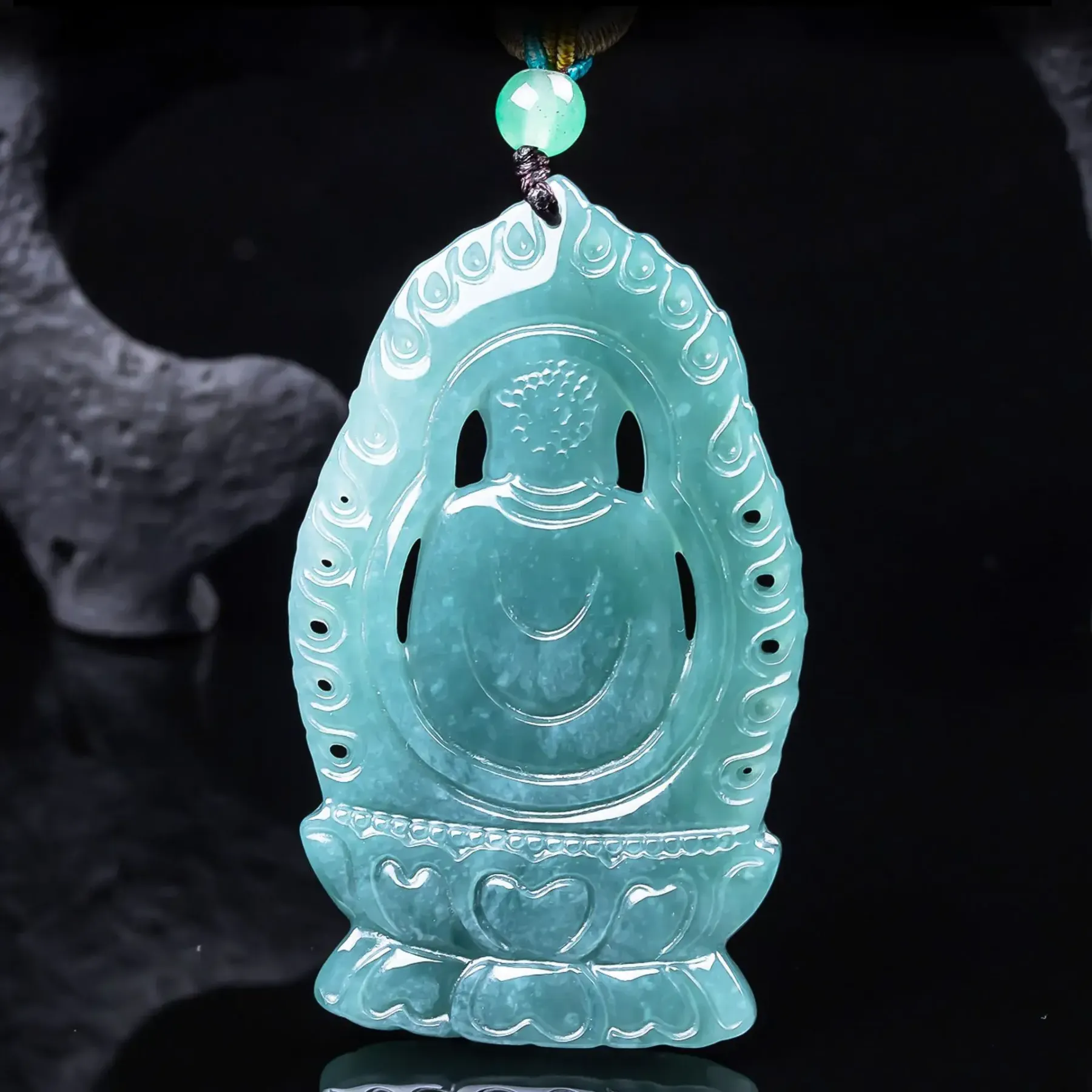 Great Sun Tathagata Natural Jadeite Pendant – Enlightenment, Protection & Spiritual Prosperity