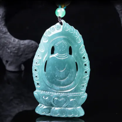 Great Sun Tathagata Natural Jadeite Pendant – Enlightenment, Protection & Spiritual Prosperity