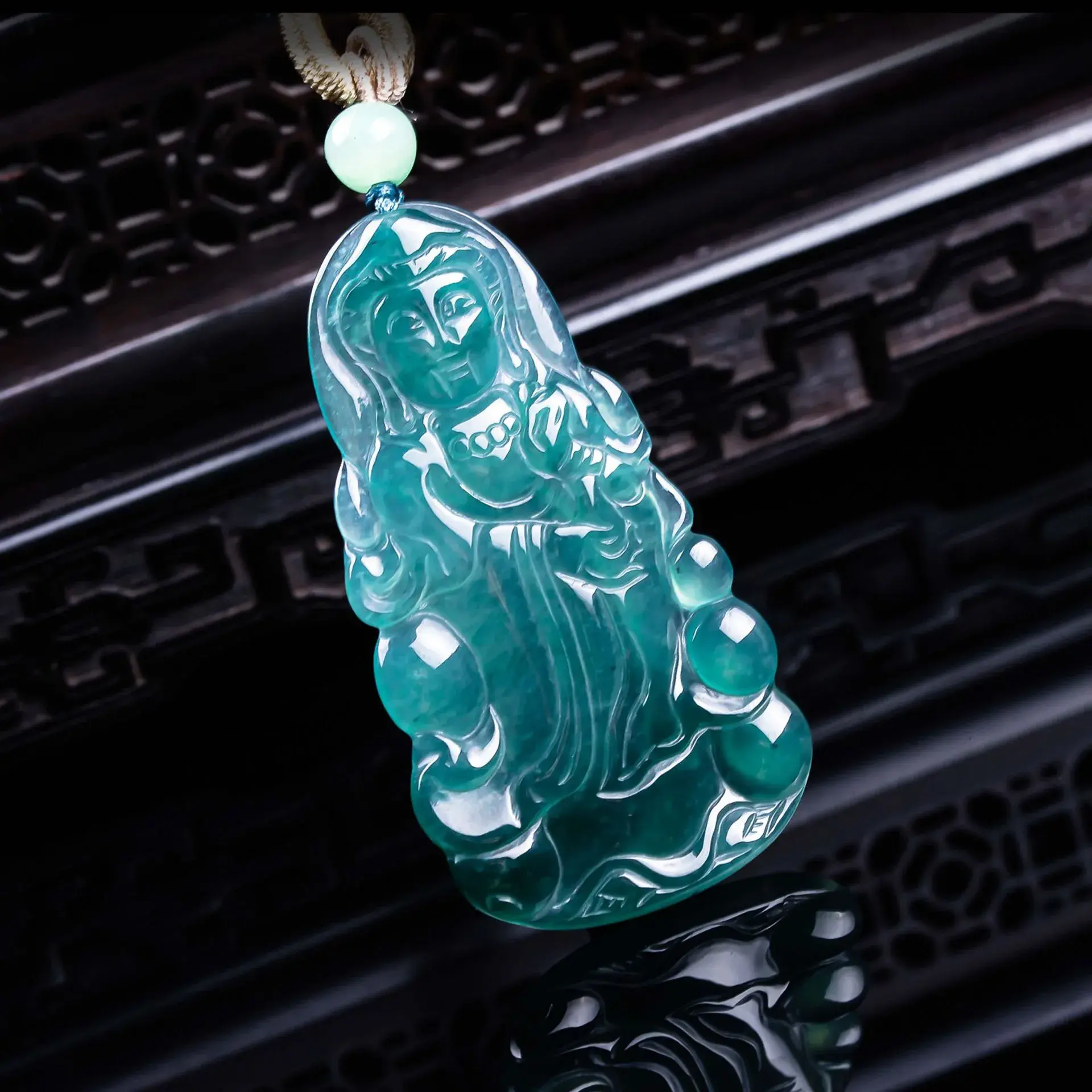 Guanyin Bodhisattva Jadeite Pendant – Divine Protection, Compassion & Auspicious Harmony