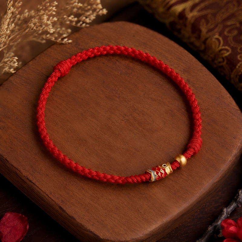 Hand-Braided Red Cord Koi Bracelet – Perseverance, Good Fortune & Prosperity