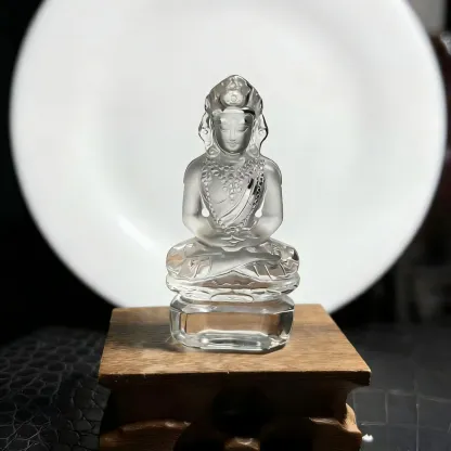 Hand-Carved Natural Clear Quartz Green Tara Buddha Statue