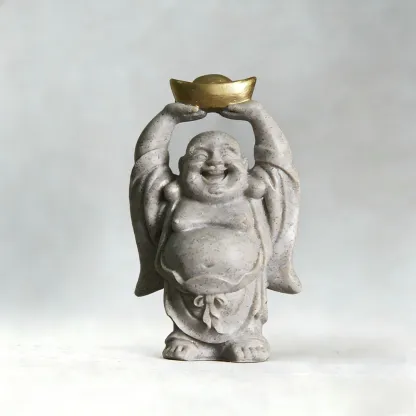Handmade Sandstone Laughing Buddha for Wealth & Happiness