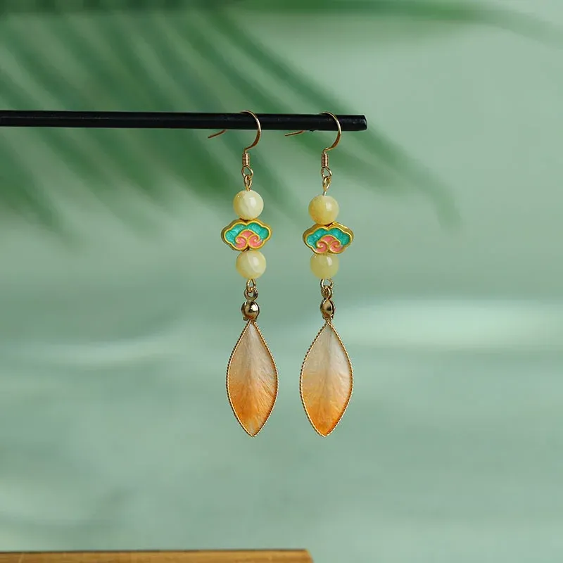Handcrafted Silk Art Petal Blessing Dangle Earrings – 10 Colorful Designs