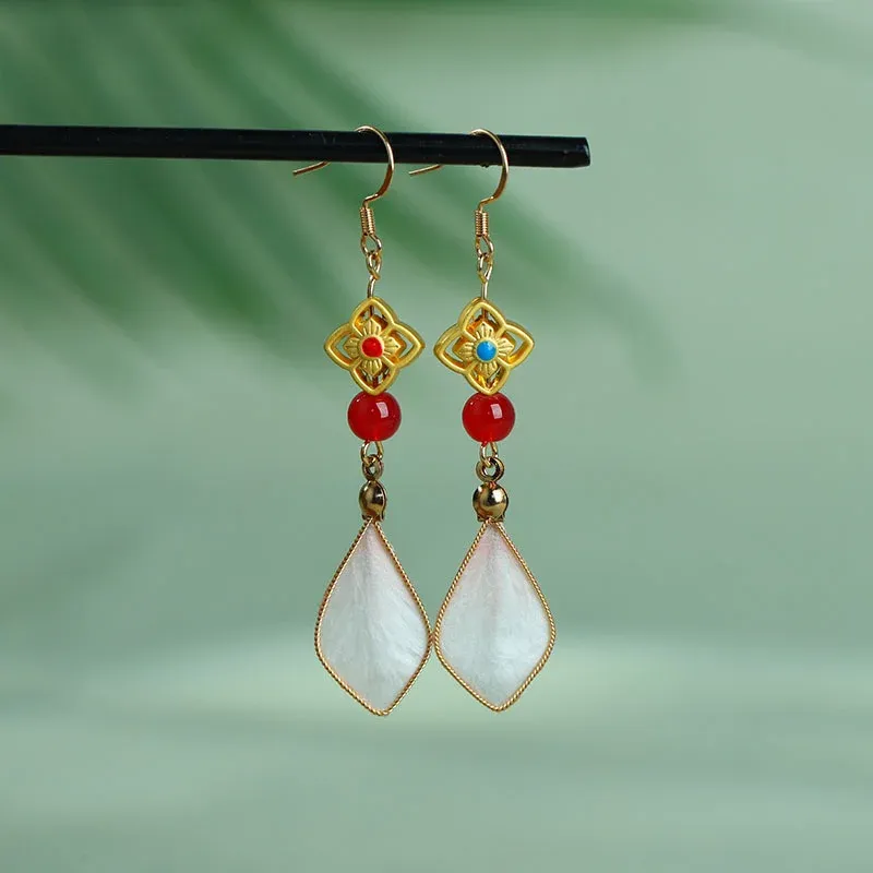 Handcrafted Silk Art Petal Blessing Dangle Earrings – 10 Colorful Designs