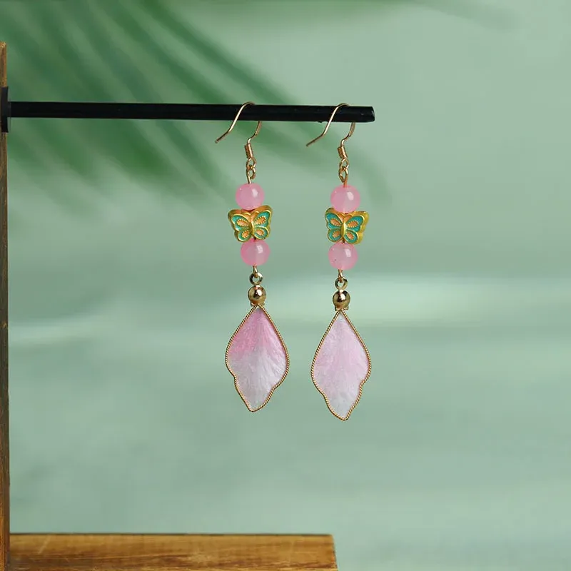 Handcrafted Silk Art Petal Blessing Dangle Earrings – 10 Colorful Designs