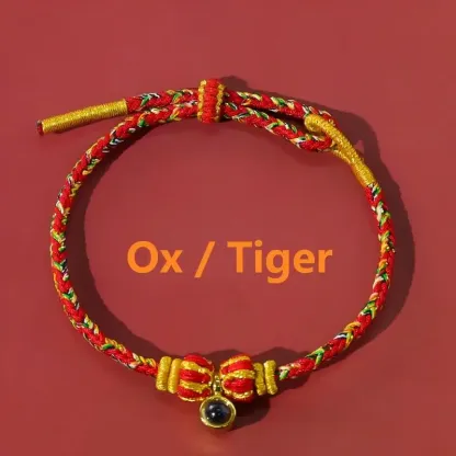 Handwoven Five-Color Chinese Zodiac Guardian Deity Projection Bracelet – Protection, Wisdom & Auspicious Guidance