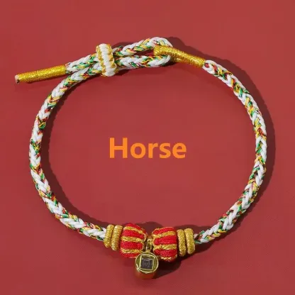 Handwoven Five-Color Chinese Zodiac Guardian Deity Projection Bracelet – Protection, Wisdom & Auspicious Guidance