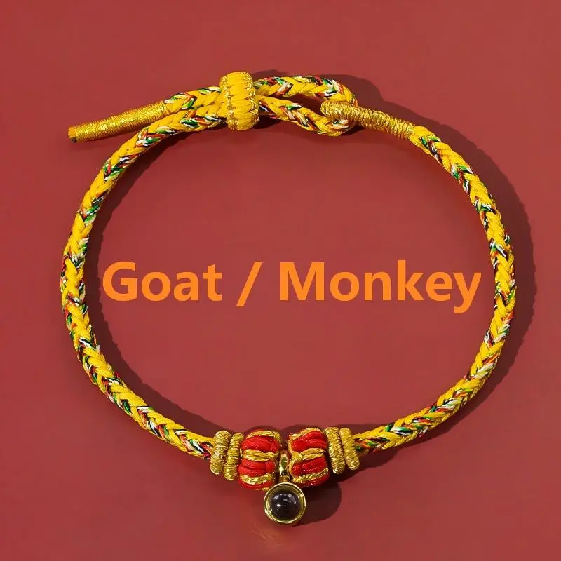 Handwoven Five-Color Chinese Zodiac Guardian Deity Projection Bracelet – Protection, Wisdom & Auspicious Guidance