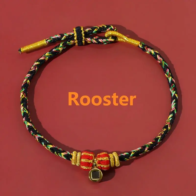 Handwoven Five-Color Chinese Zodiac Guardian Deity Projection Bracelet – Protection, Wisdom & Auspicious Guidance
