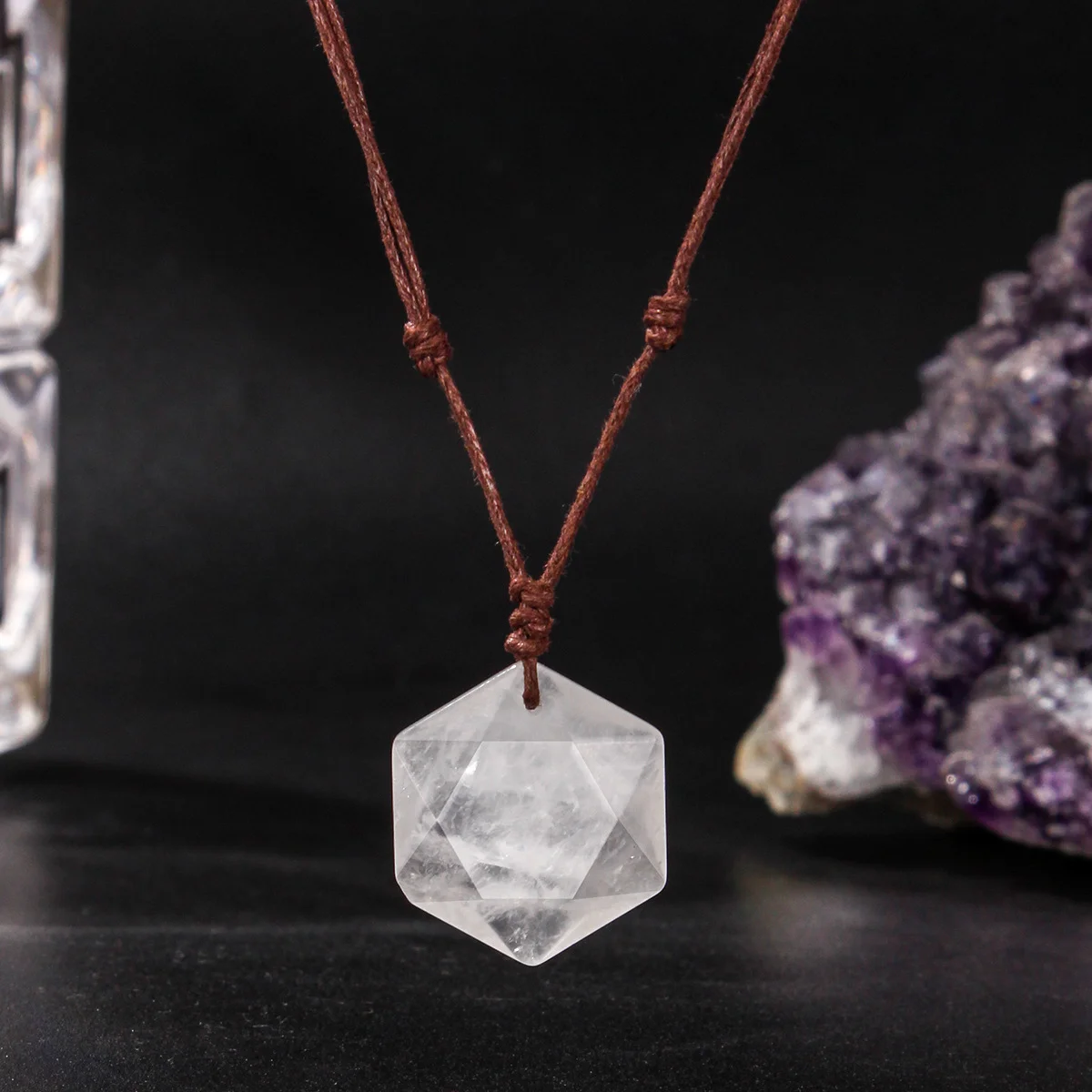 Hexagram Crystal Necklace – Six-Pointed Star Pendant for Balance & Intention