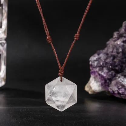 Hexagram Crystal Necklace – Six-Pointed Star Pendant for Balance & Intention