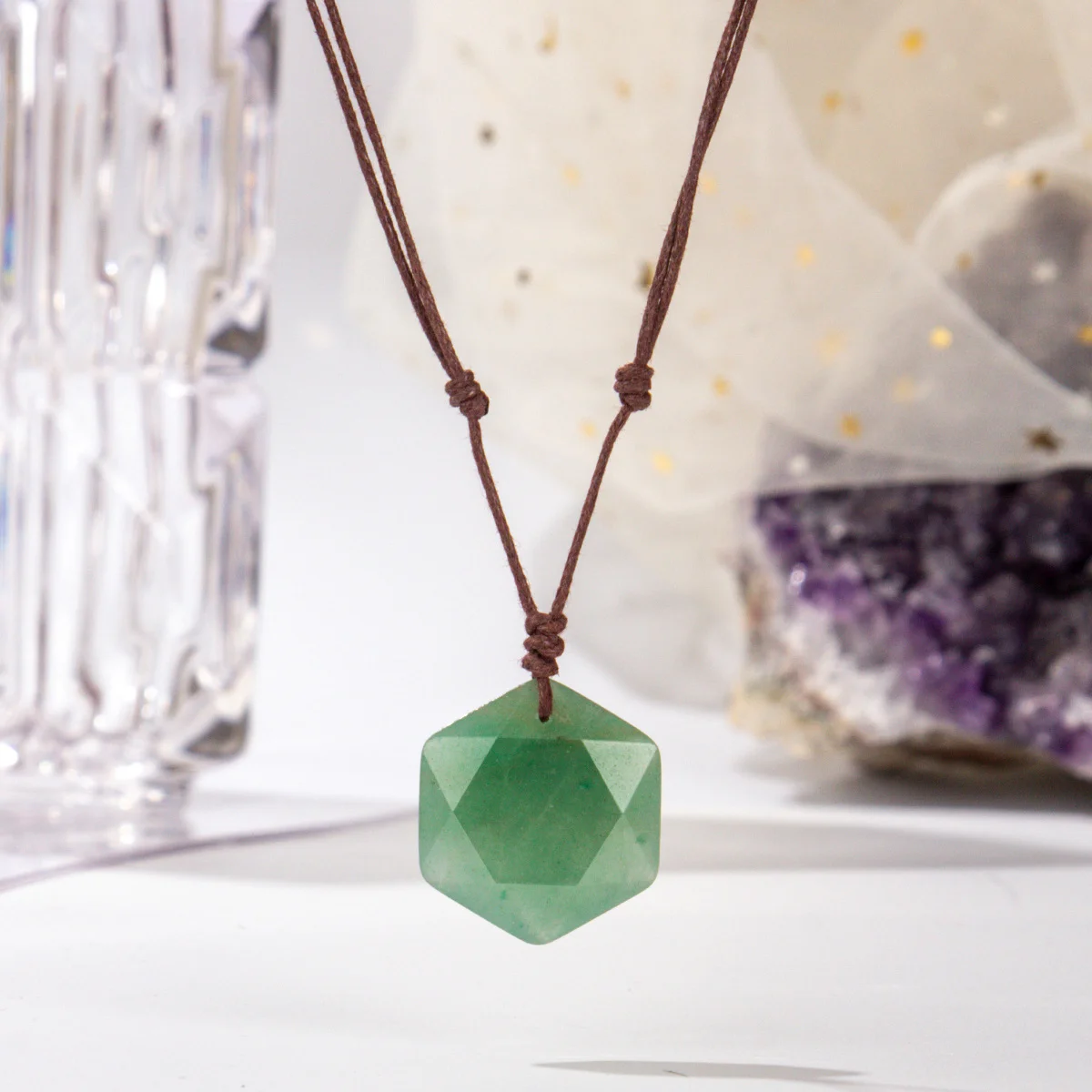 Hexagram Crystal Necklace – Six-Pointed Star Pendant for Balance & Intention