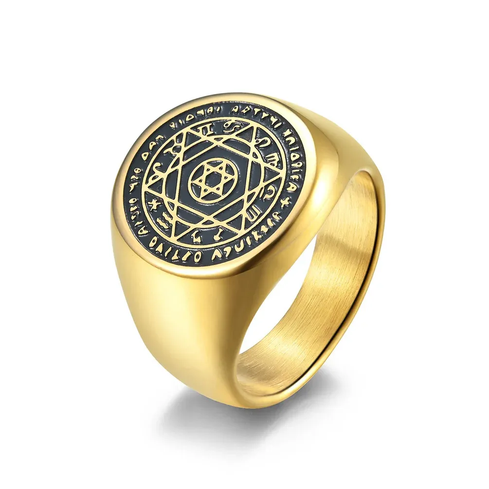 Hexagram Titanium Steel Signet Ring – Balance & Personal Intention
