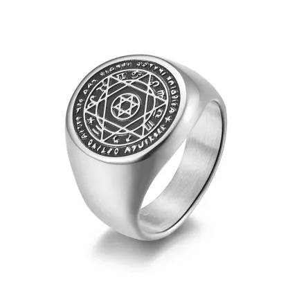 Hexagram Titanium Steel Signet Ring – Balance & Personal Intention