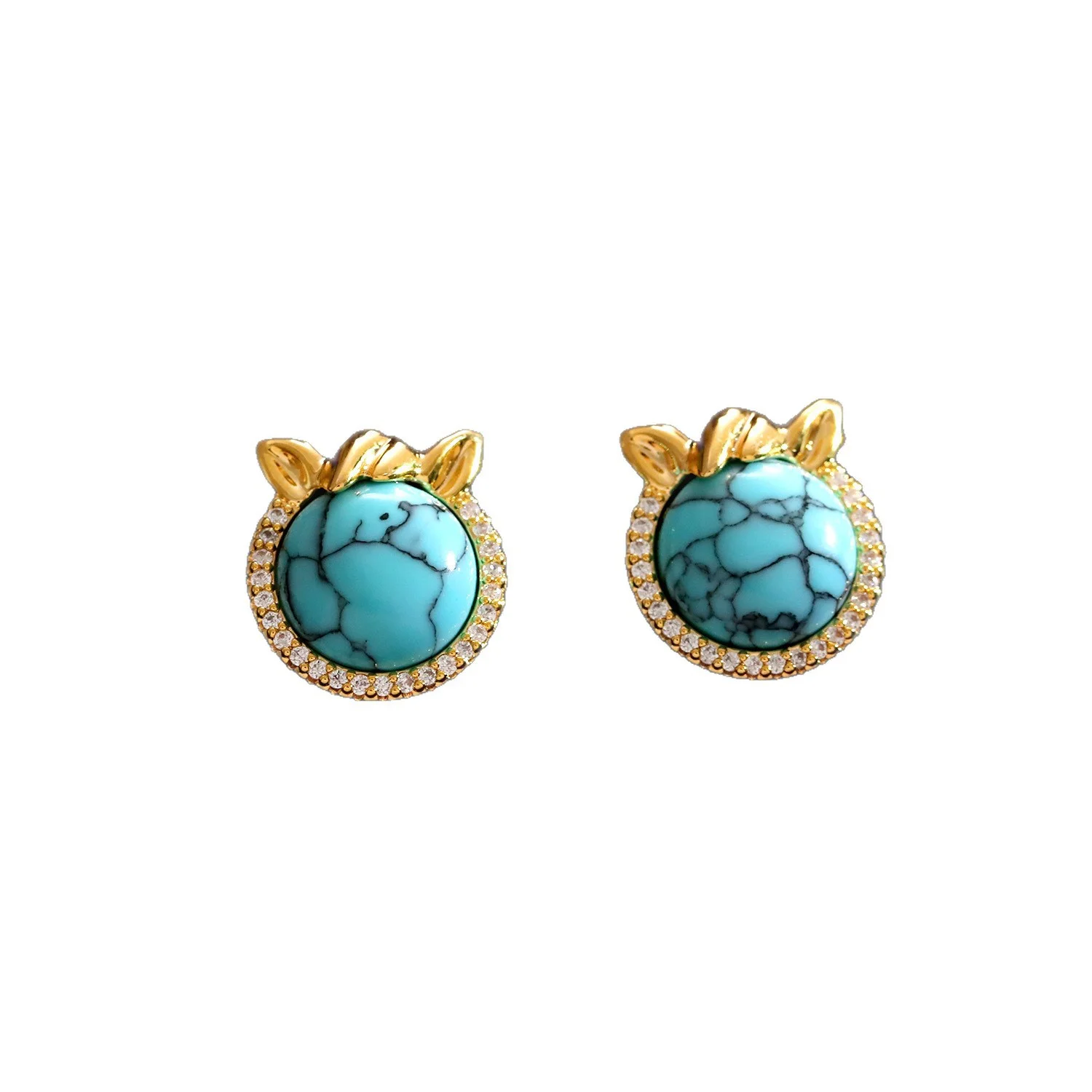 Horse-Ear Shaped Copper Turquoise Balance Earrings