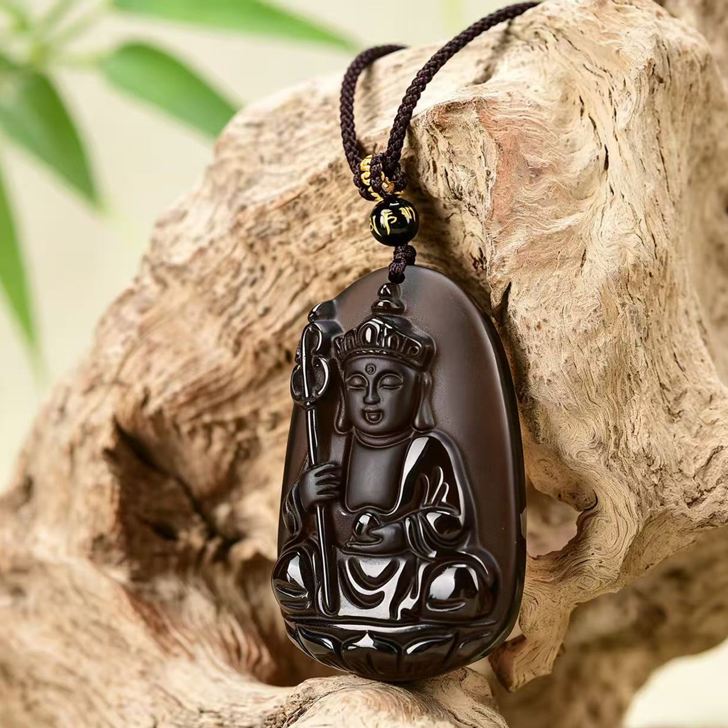 Ice Obsidian Ksitigarbha Bodhisattva Pendant – Spiritual Protection & Inner Peace