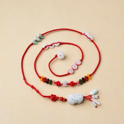 Jade Pixiu Waist Chain – Five Elements Braided Red Belly Chain