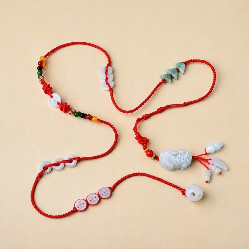 Jade Pixiu Waist Chain – Five Elements Braided Red Belly Chain