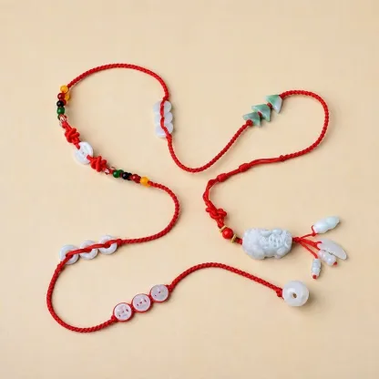 Jade Pixiu Waist Chain – Five Elements Braided Red Belly Chain