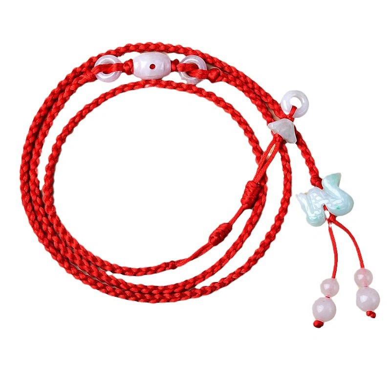 Jade Snake Waist Chain – Braided Red Belly Chain with Lucky Charms