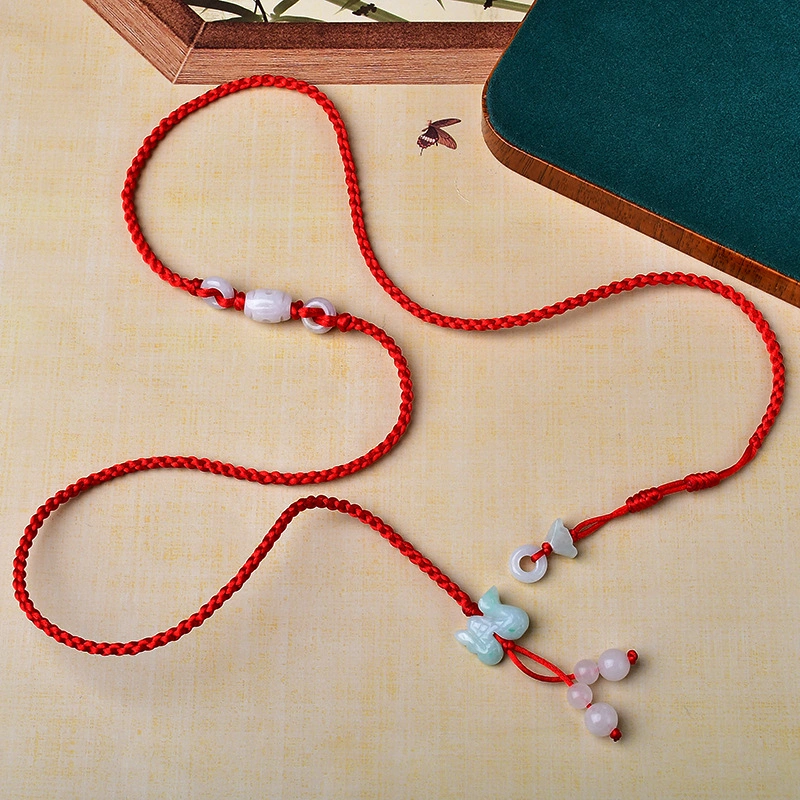 Jade Snake Waist Chain – Braided Red Belly Chain with Lucky Charms