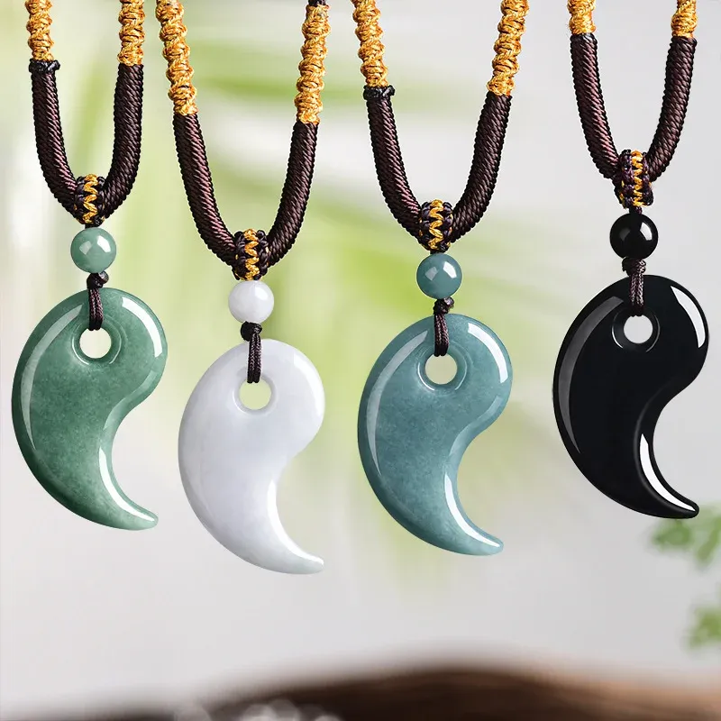 Jadeite Magatama Pendant Necklace – Curved Jade Design for Balance & Connection