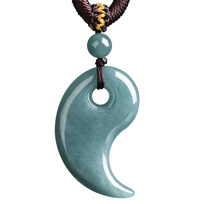 Jadeite Magatama Pendant Necklace – Curved Jade Design for Balance & Connection
