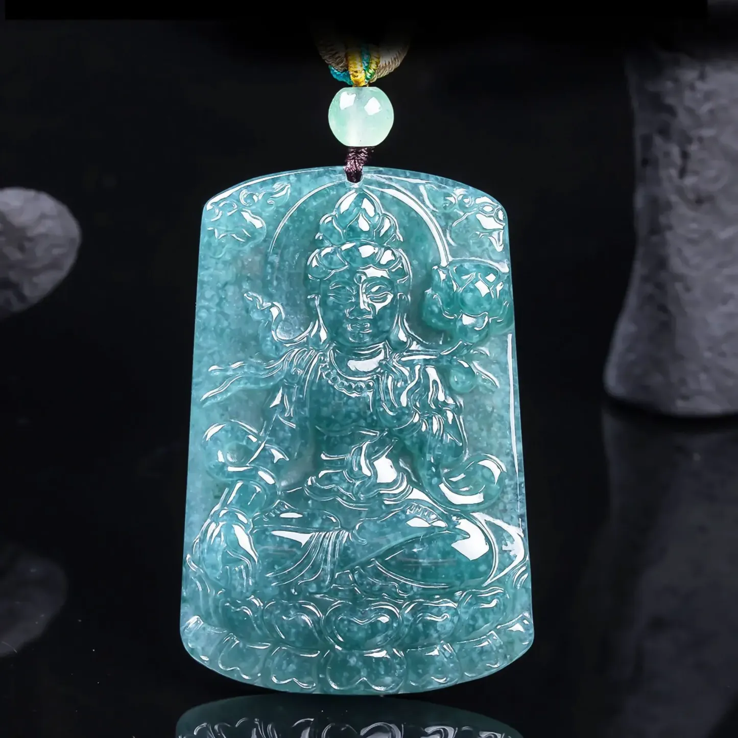 Mahasthamaprapta Bodhisattva Natural Jadeite Necklace – Wisdom, Protection & Prosperity